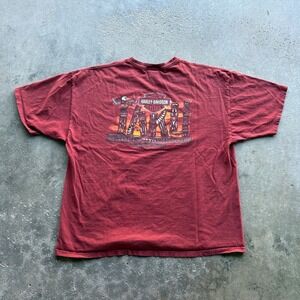Harley-Davidson TIKI Alaska Tee Mens 3XL Burgundy Graphic T‎ Shirt